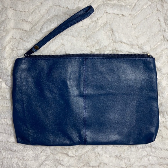CLOSING SALE Vintage Leather Clutch - Navy Blue - Picture 3 of 5